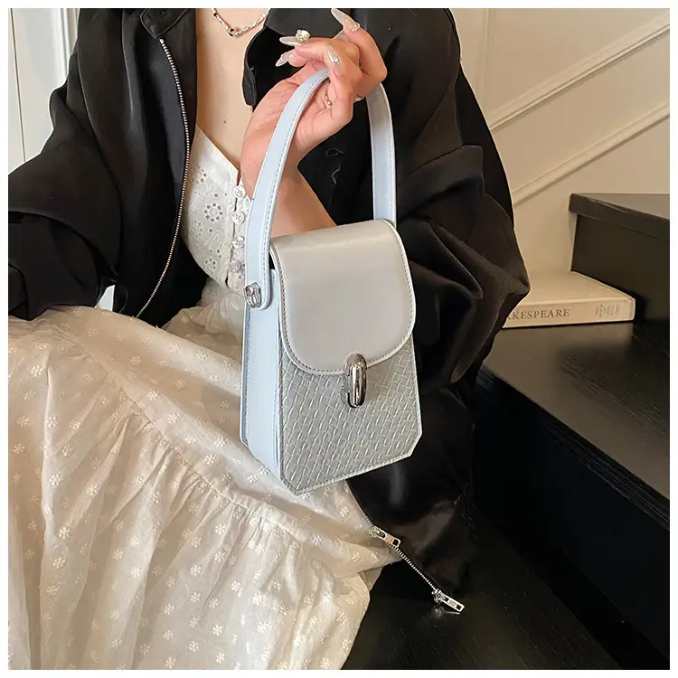 Women Crossbody Phone Bag with Adjustable Strap, Beige Leather & Mesh Design — feature 30