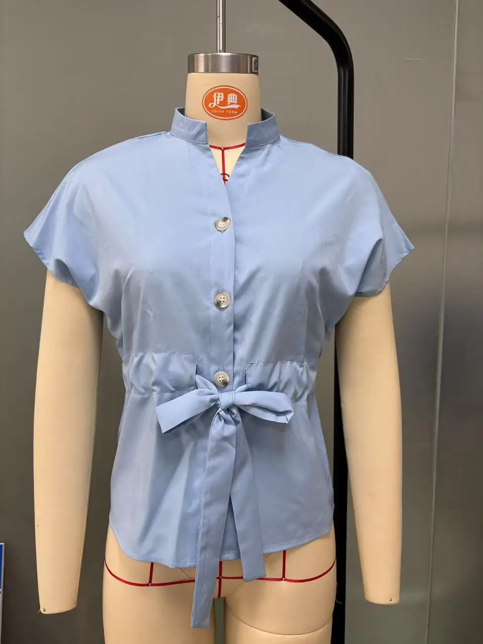 2026 Summer V-Neck Button Shirt Belted Women — feature 20