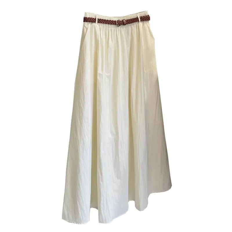 Pure Color Belted Skirt Women Large Swing - Image 10