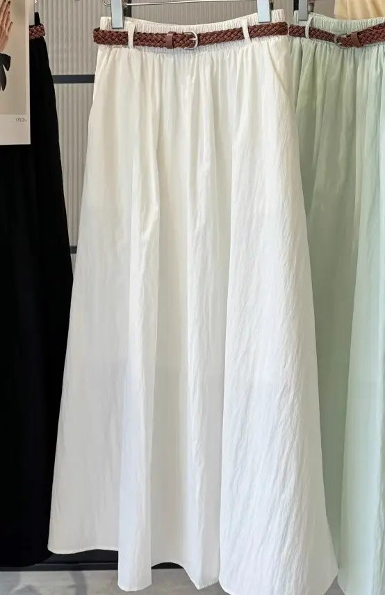 Pure Color Belted Skirt Women Large Swing - Image 2