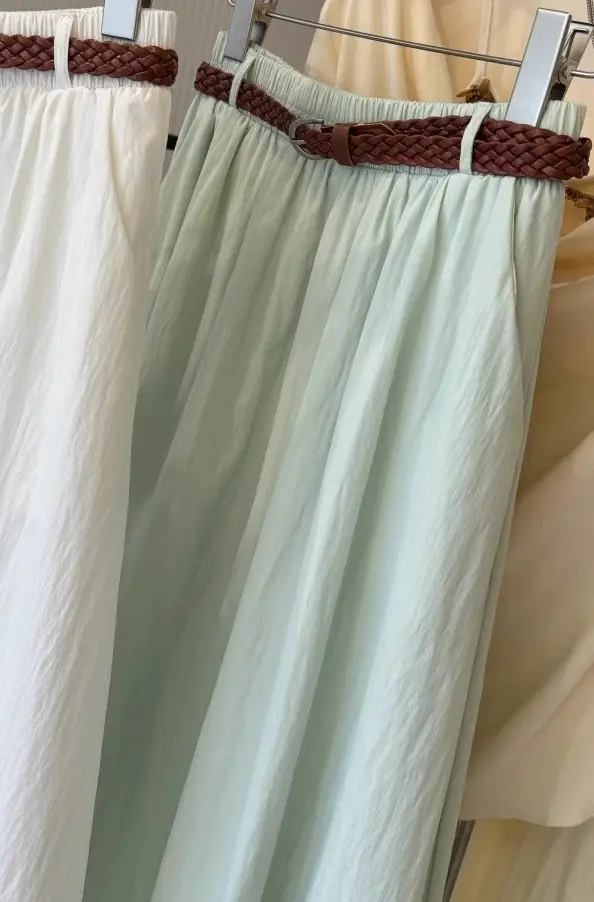 Pure Color Belted Skirt Women Large Swing - Image 5