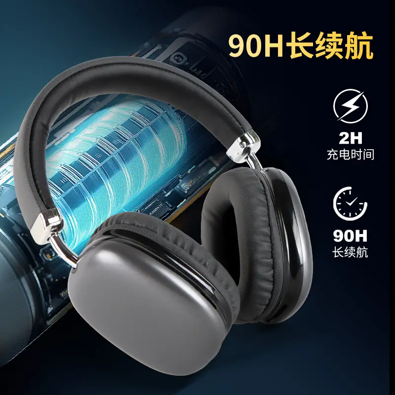 Wireless Bluetooth Headset Black Long Battery