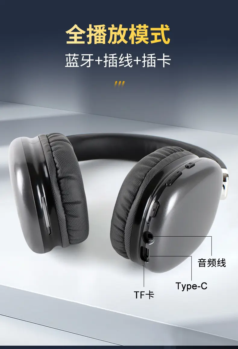 Wireless Bluetooth Headset Black Long Battery — feature 5