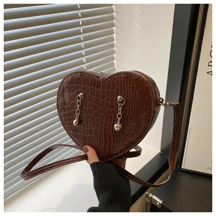 Heart Croc Leather Shoulder Bag Women's 2025 New Arrival — feature 13