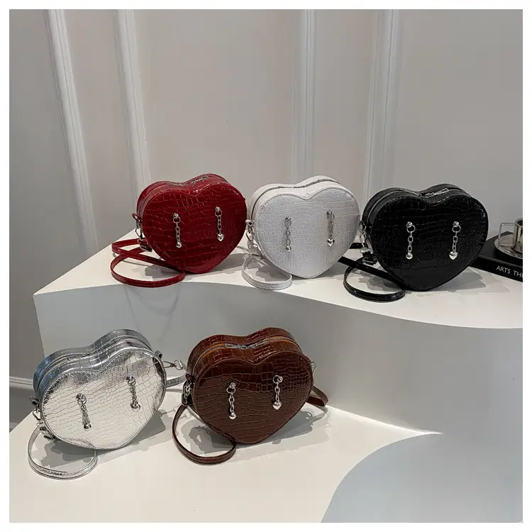 Heart Croc Leather Shoulder Bag Women's 2025 New Arrival — feature 14