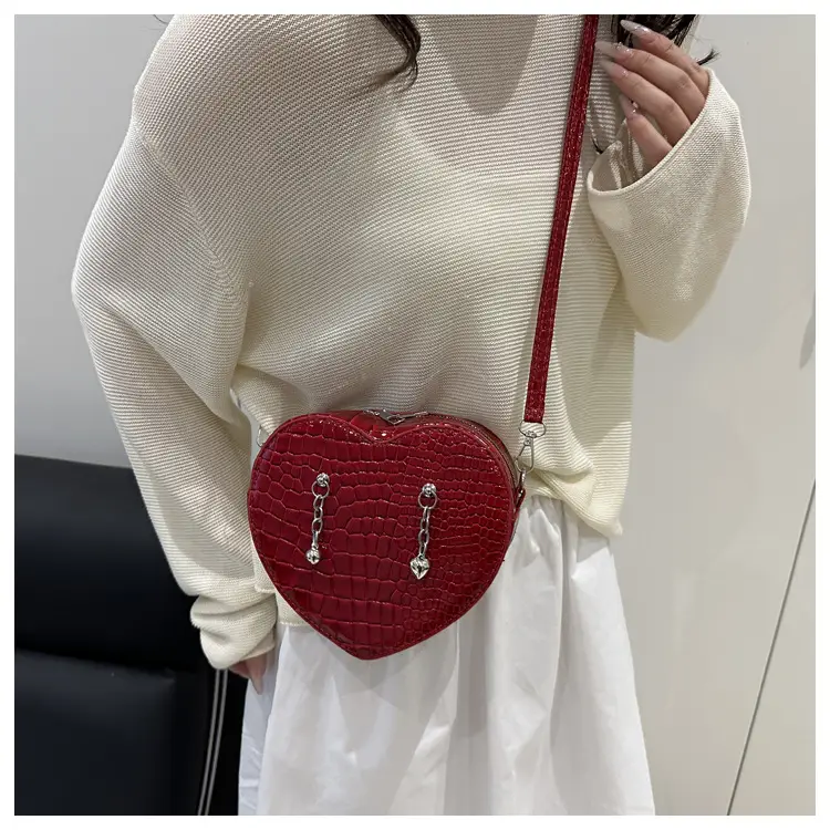Heart Croc Leather Shoulder Bag Women's 2025 New Arrival — feature 29