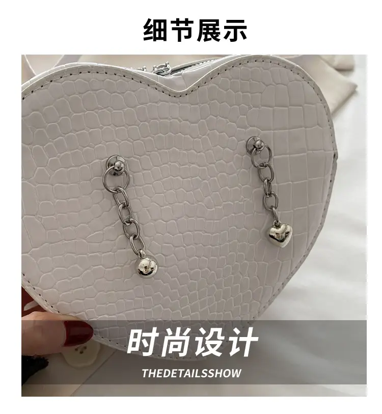 Heart Croc Leather Shoulder Bag Women's 2025 New Arrival — feature 3
