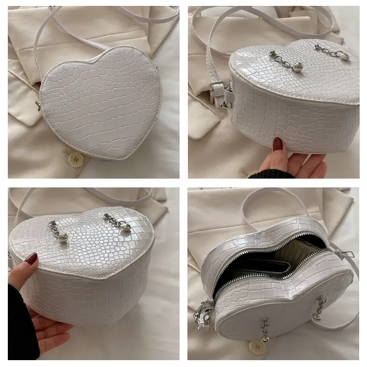 Heart Croc Leather Shoulder Bag Women's 2025 New Arrival — feature 8