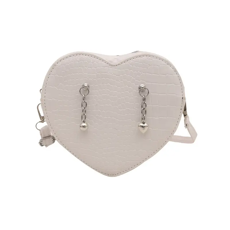 Heart Croc Leather Shoulder Bag Women's 2025 New Arrival - Image 2