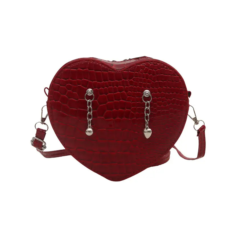 Heart Croc Leather Shoulder Bag Women's 2025 New Arrival - Image 3