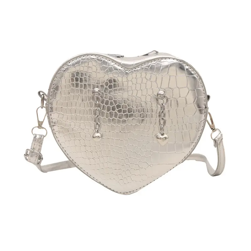 Heart Croc Leather Shoulder Bag Women's 2025 New Arrival - Image 4