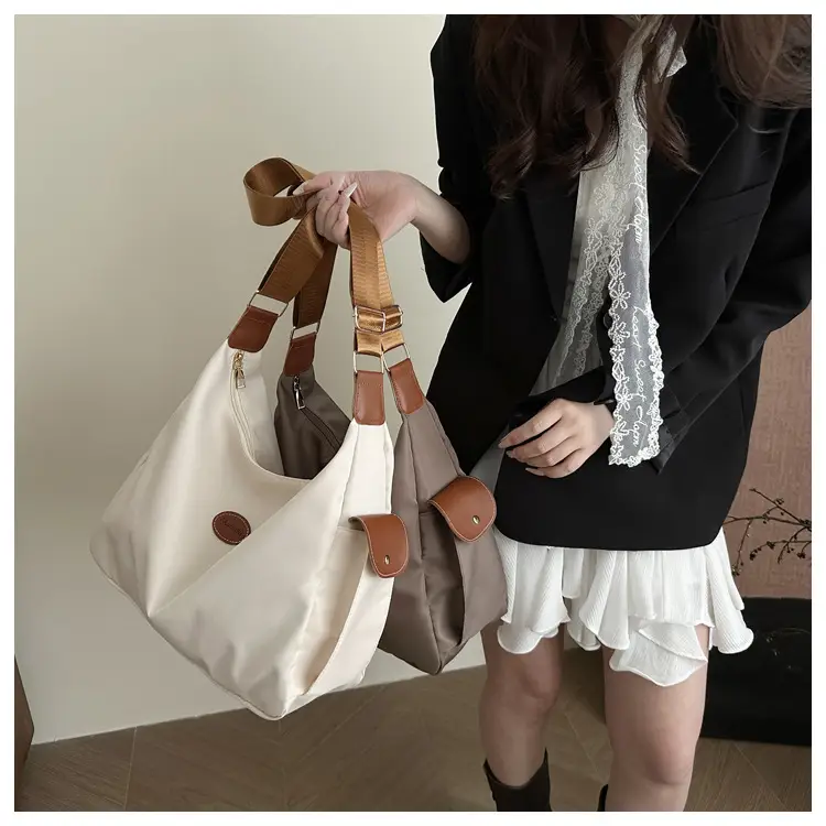Women's Cream Oxford Tote Bag Single Shoulder Commuter Bag — feature 41