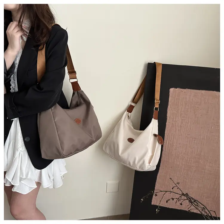Women's Cream Oxford Tote Bag Single Shoulder Commuter Bag — feature 42