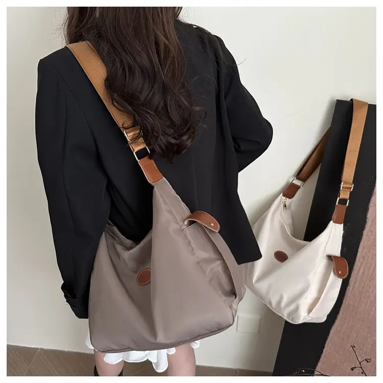 Women's Cream Oxford Tote Bag Single Shoulder Commuter Bag — feature 43
