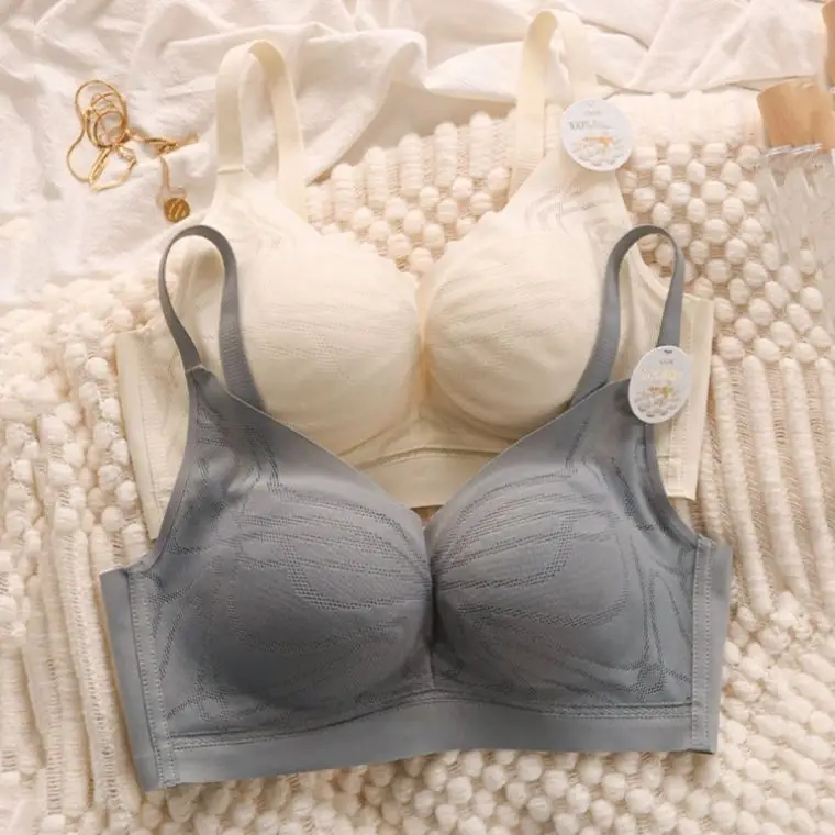 Mulberry Silk Summer Breathable Thin Comfortable Non-marking Underwear Women's Small Chest Push-up Anti-sagging Bra