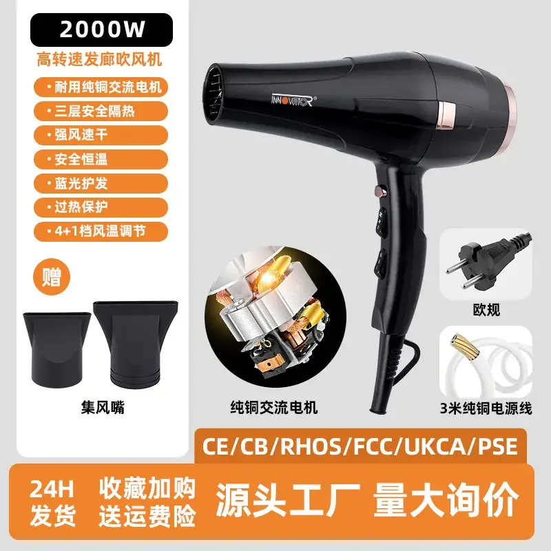 European Hair Dryer with 360° Rotating Fan