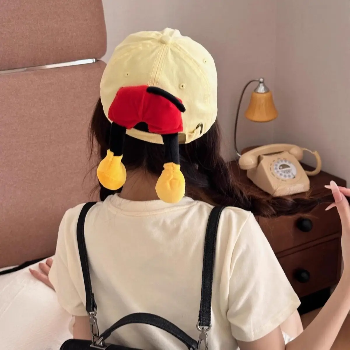 Mickey Butt Cap for Girls Pink Cartoon Face Show
