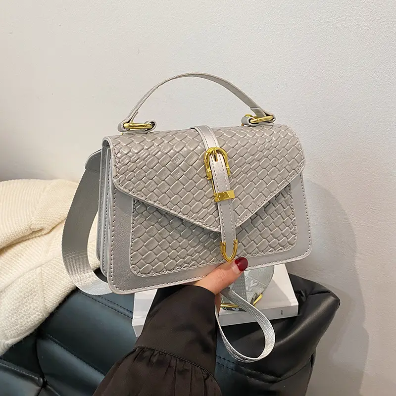 Black Embossed Woven Shoulder Bag for Women 2025 - Image 9
