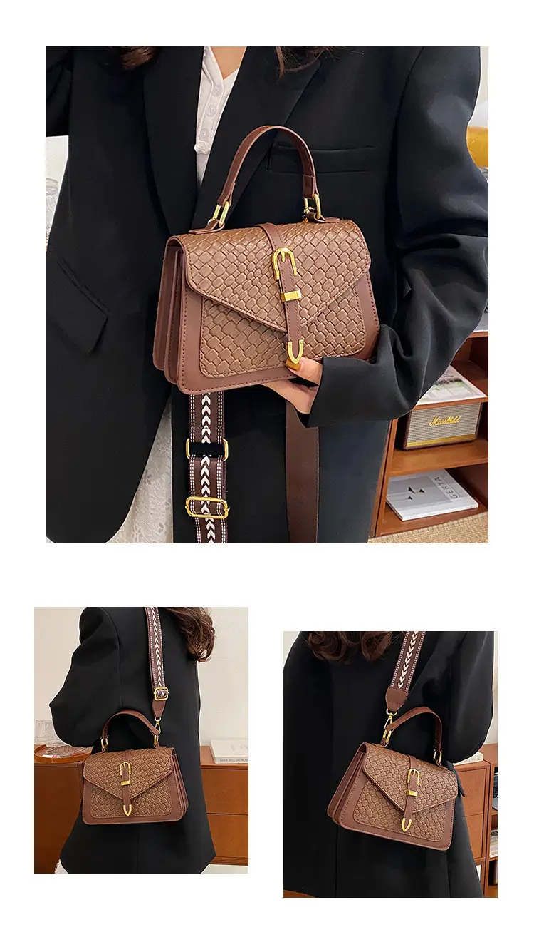 Black Embossed Woven Shoulder Bag for Women 2025 — feature 11