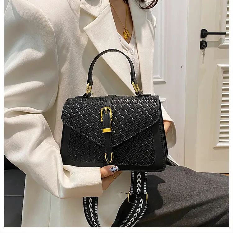 Black Embossed Woven Shoulder Bag for Women 2025 — feature 15