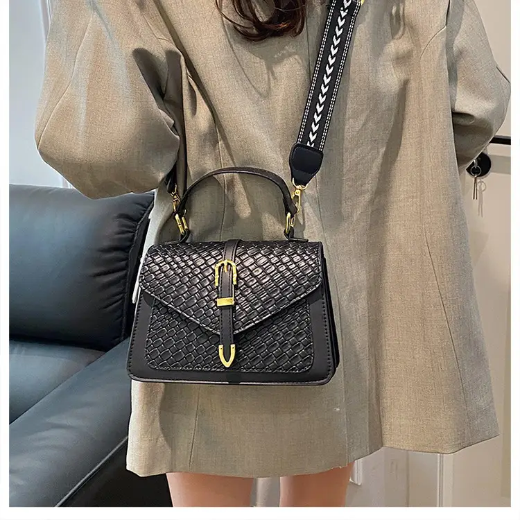Black Embossed Woven Shoulder Bag for Women 2025 — feature 17