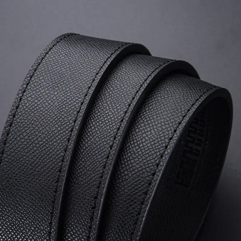 Men's Genuine Leather Pin Buckle Belt Black - Image 9
