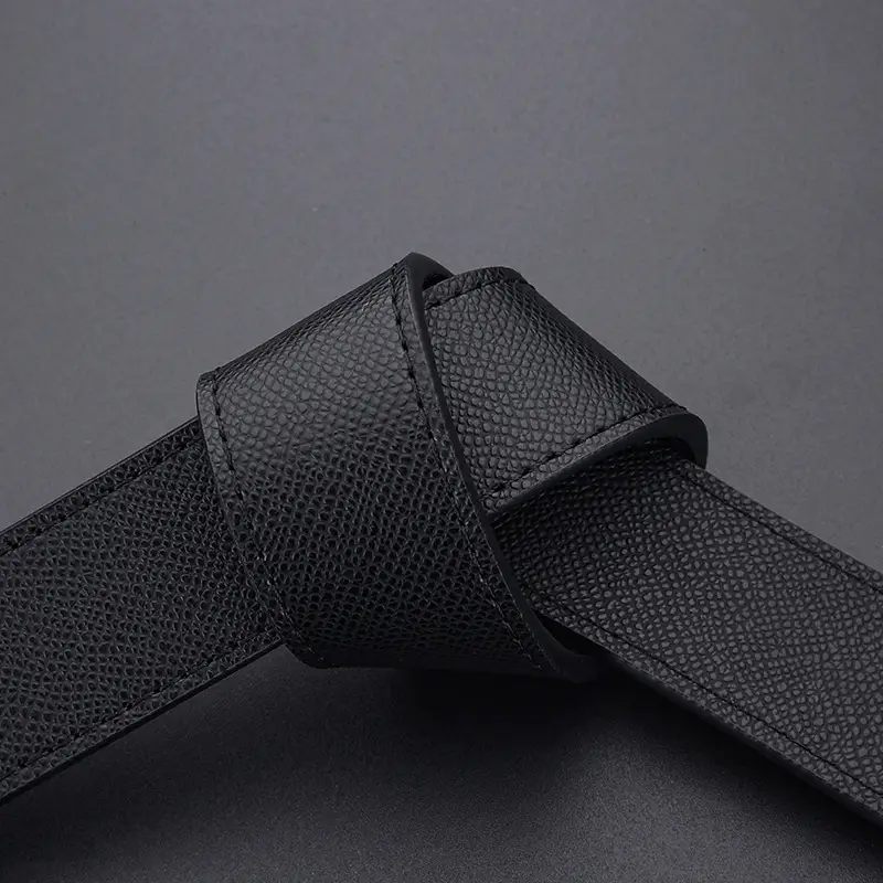 Men's Genuine Leather Pin Buckle Belt Black - Image 10