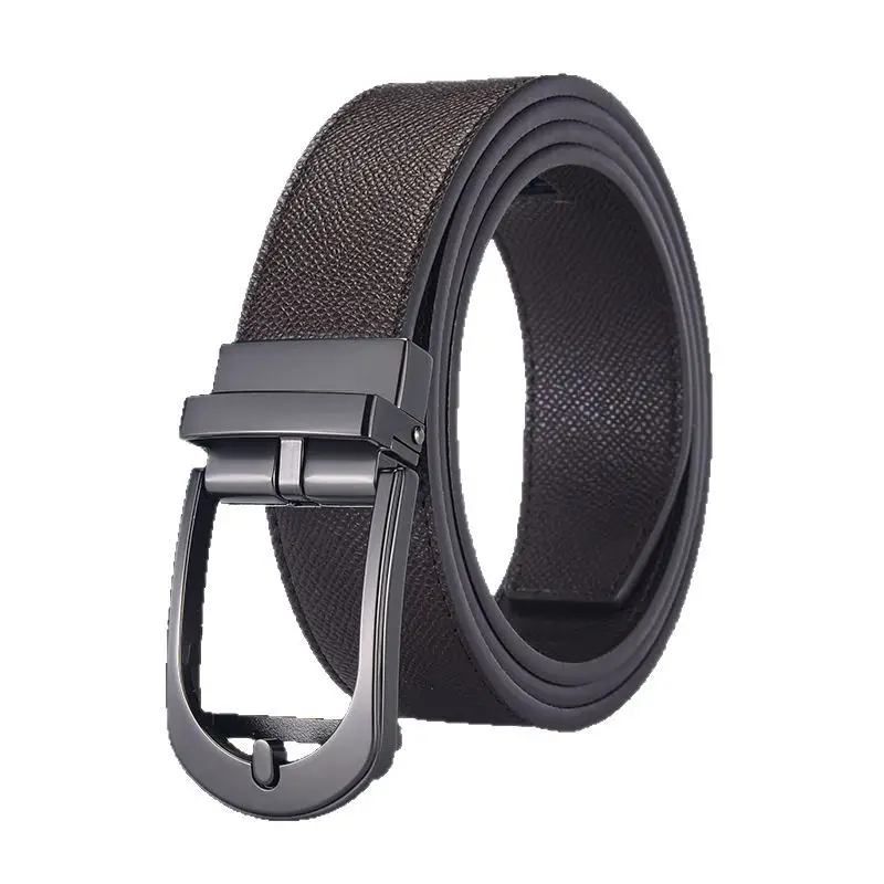 Men's Genuine Leather Pin Buckle Belt Black - Image 11