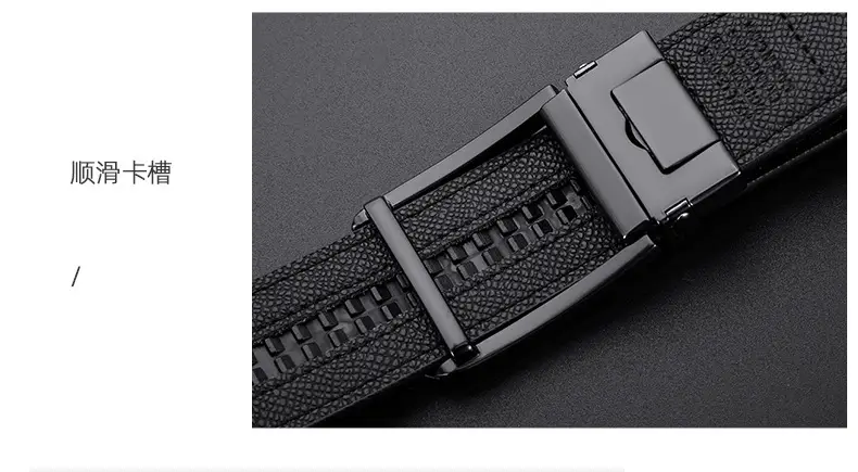 Men's Genuine Leather Pin Buckle Belt Black — feature 10