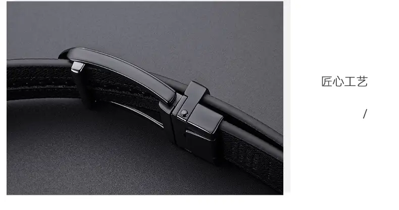 Men's Genuine Leather Pin Buckle Belt Black — feature 11