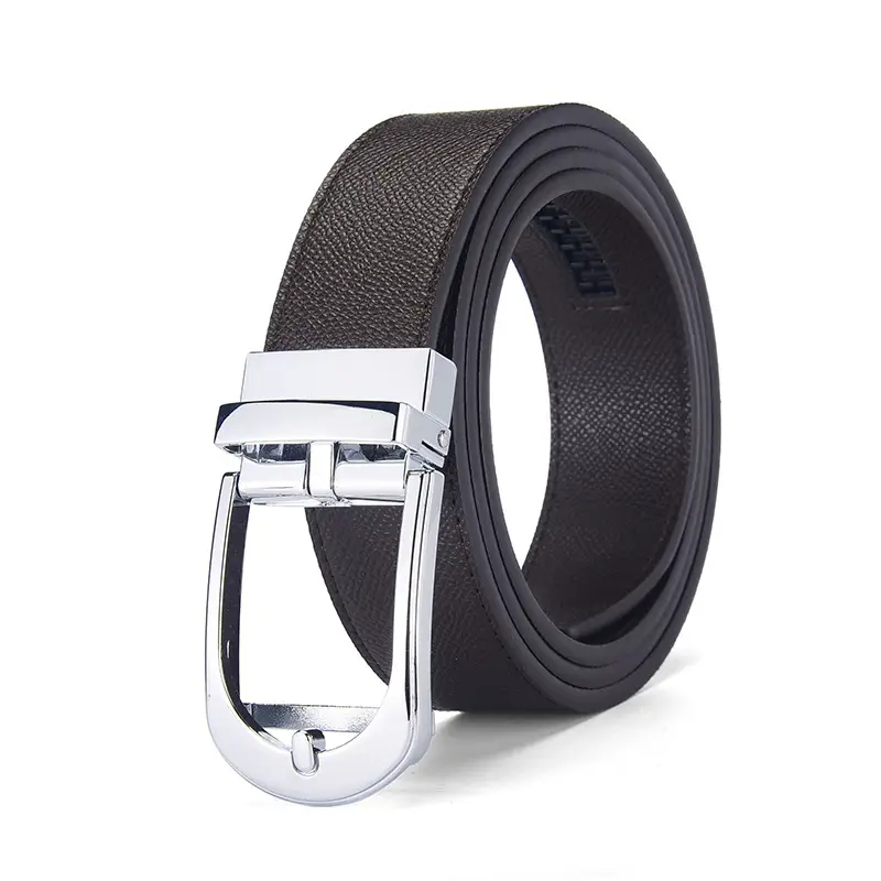 Men's Genuine Leather Pin Buckle Belt Black - Image 4
