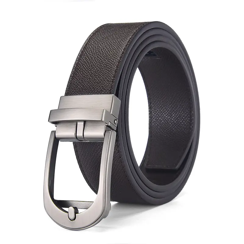 Men's Genuine Leather Pin Buckle Belt Black - Image 6