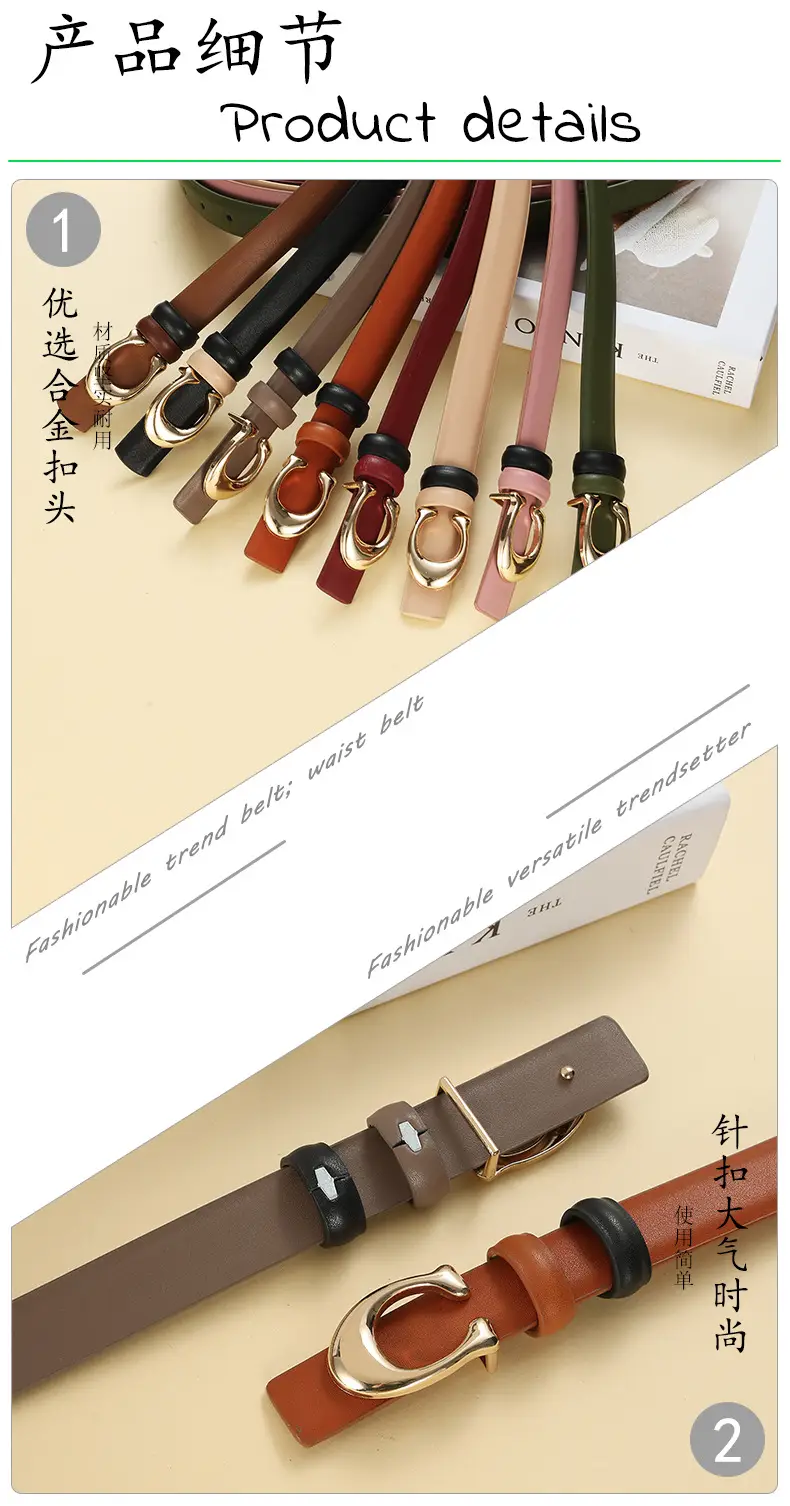 Korean Style Belt Women's Fashionable All-match Decorative Thin Belt Ins-style Simple Black Casual Jeans Trendy Belt — feature 10