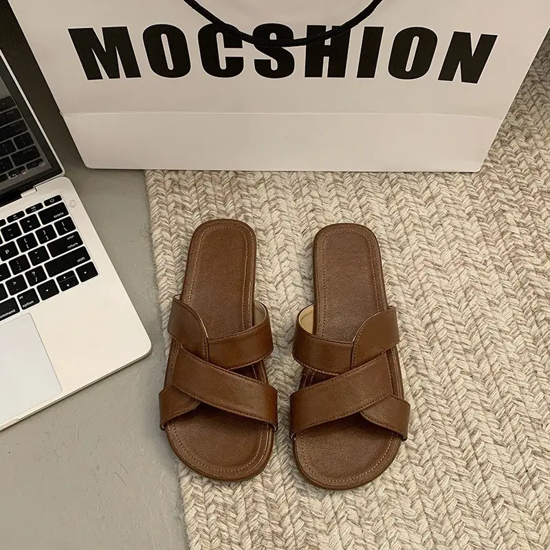 Women's White Cross Strap Flat Slippers 2025 — feature 6