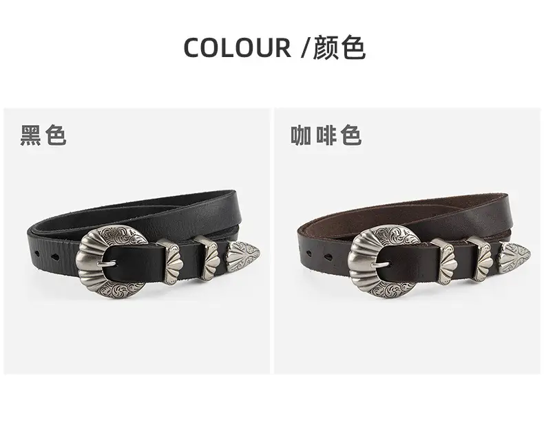 Black Cross-Buckle Belt for Women European Carved Buckle — feature 8