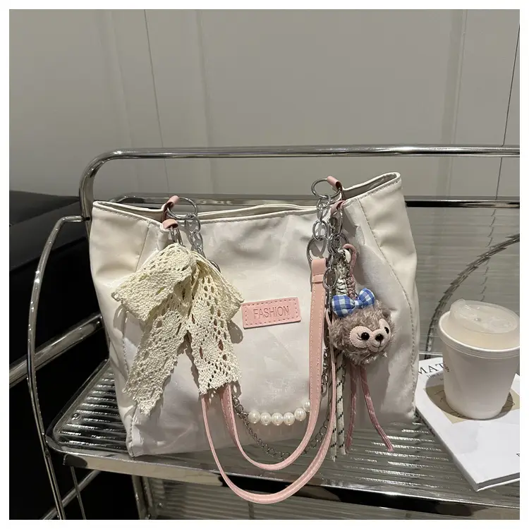 Women's Chain Strap Shoulder Bag with Pearl Lace — feature 20