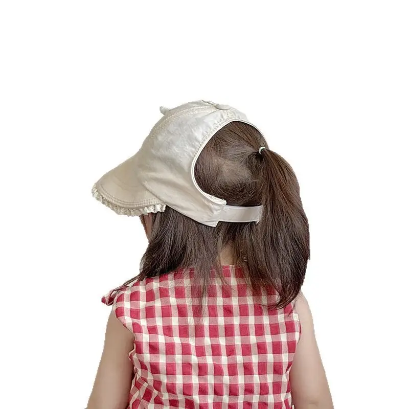 Baby's Brown Bow Cap with Pom Pom Edge - Image 6