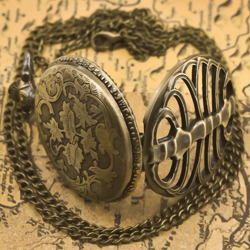 Bronze Palace Style Pocket Watch with Quartz Chain