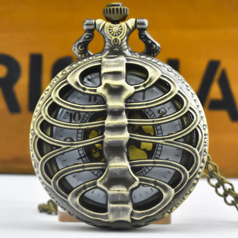 Bronze Palace Style Pocket Watch with Quartz Chain