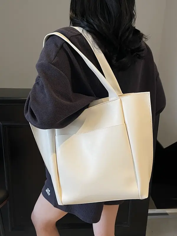 Women Large Capacity Tote Bag Brown Leather 2026 - Image 8