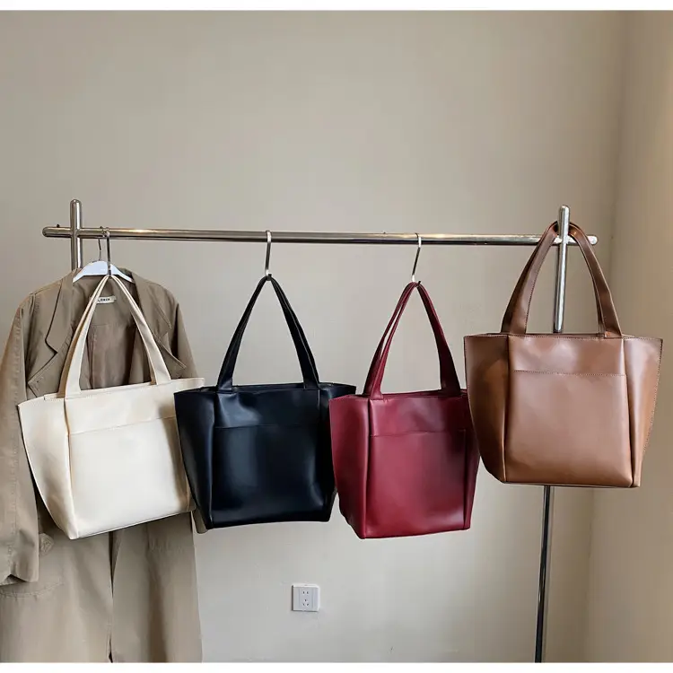 Women Large Capacity Tote Bag Brown Leather 2026 — feature 1