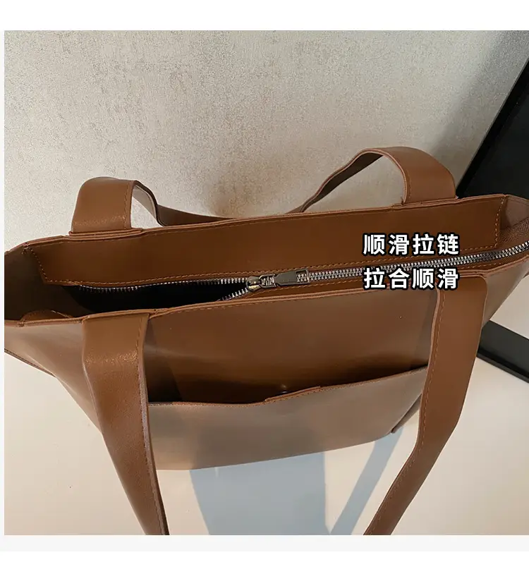 Women Large Capacity Tote Bag Brown Leather 2026 — feature 4