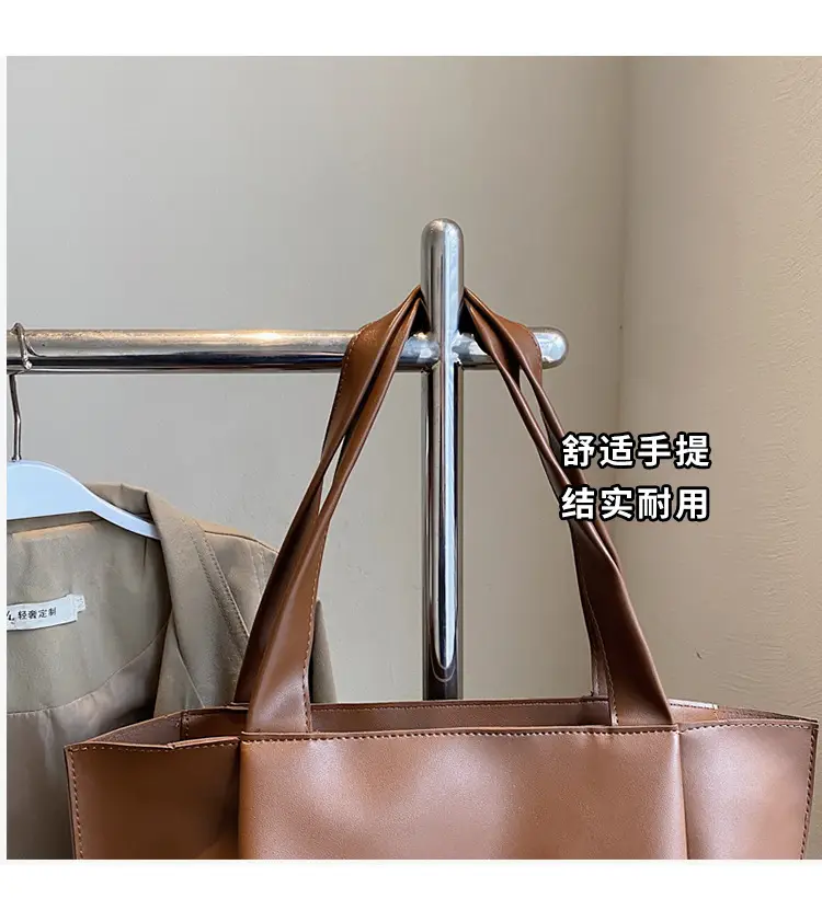 Women Large Capacity Tote Bag Brown Leather 2026 — feature 5