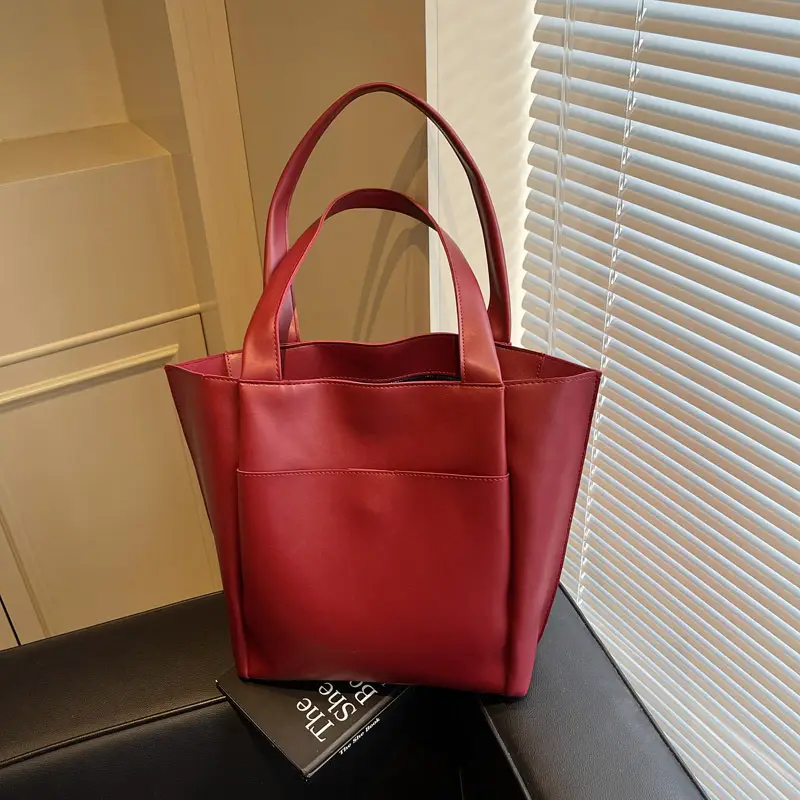Women Large Capacity Tote Bag Brown Leather 2026 - Image 4