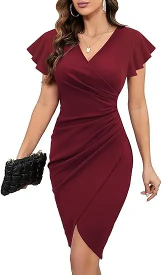 Black V-Neck Pleated Coat for Women — feature 11
