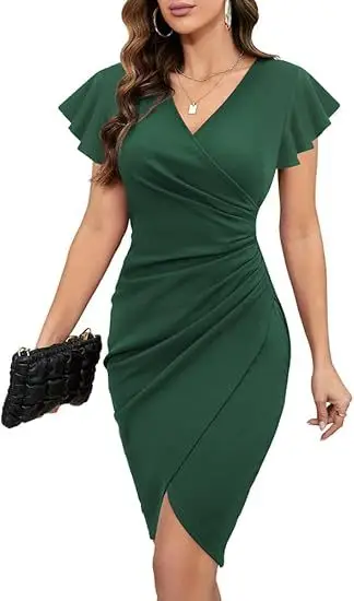 Black V-Neck Pleated Coat for Women — feature 8
