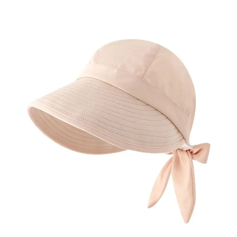 Women Black Anti-UV Sun Hat with Bow - Image 11
