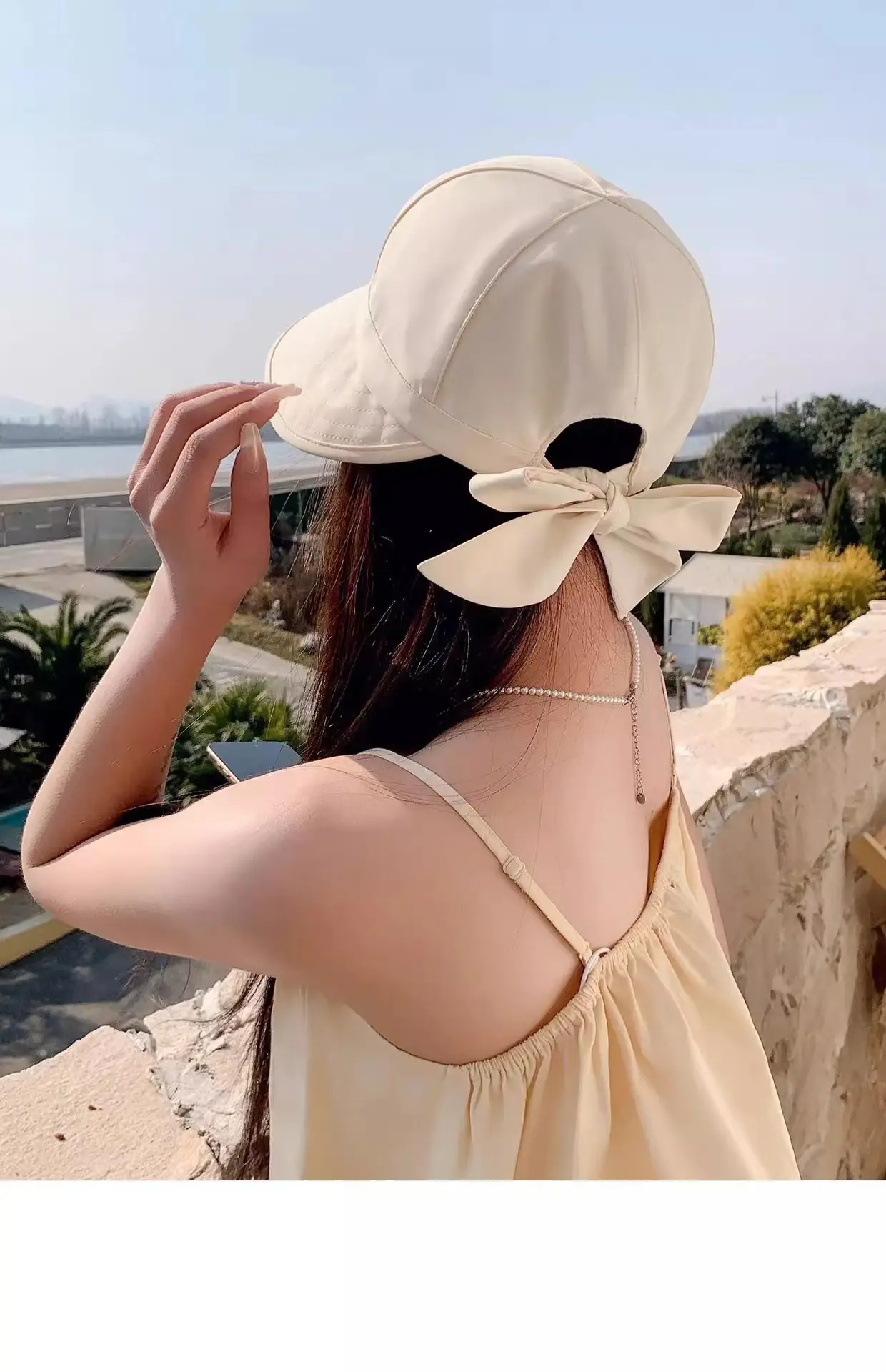 Women Black Anti-UV Sun Hat with Bow — feature 12
