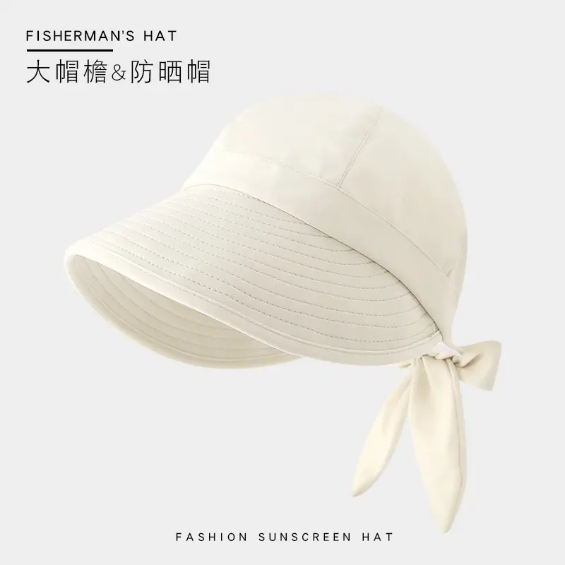 Women Black Anti-UV Sun Hat with Bow — feature 22
