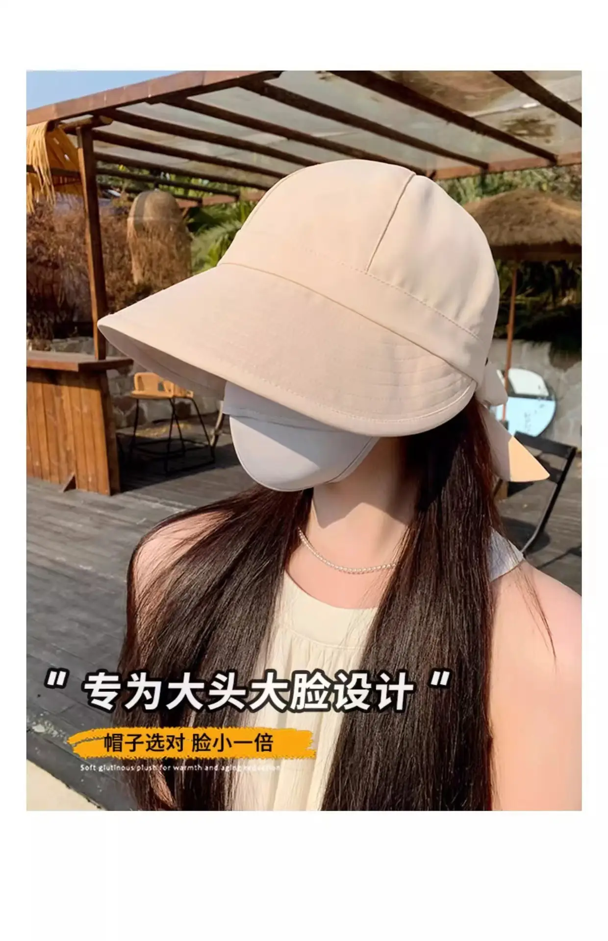 Women Black Anti-UV Sun Hat with Bow — feature 4